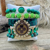 Shamrock Shine Panther Luxe Designer Charm Bracelet Stack